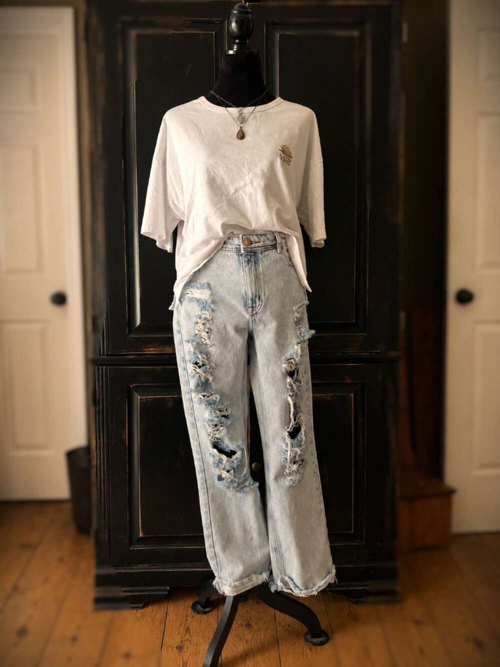 BLUE STEEL Jeans | Distressed Straight Leg Jeans | Light Wash | SEE MEASUREMENTS